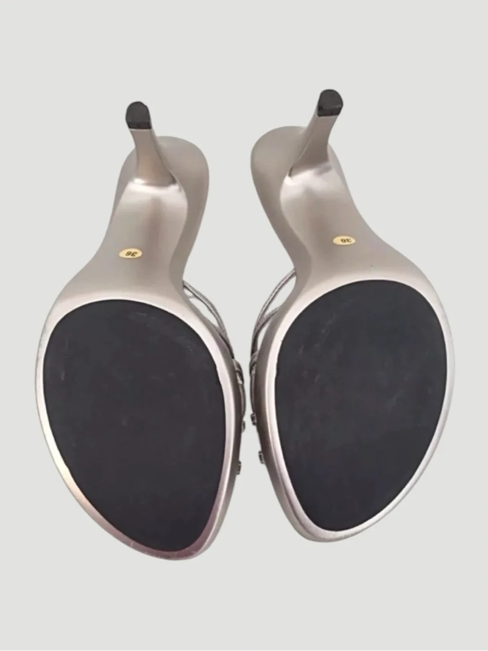 🔥 Escada Metallic Silver Strappy Heeled Mules — Elegant Evening Glam